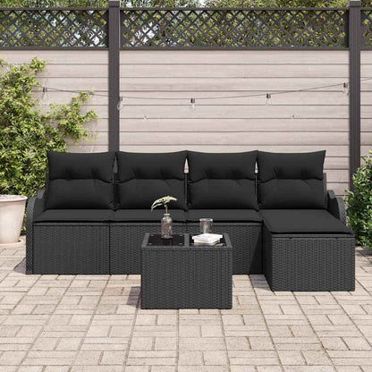 Garten-Sofa-Set mit Kissen mit Speicher 6 pcs Beige Poly Rattan
