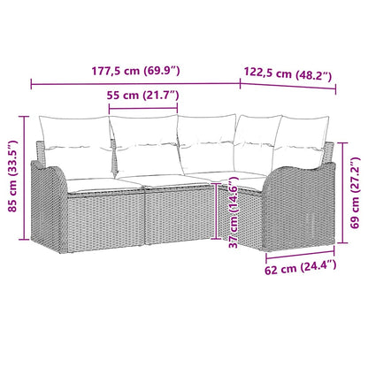 Garten-Sofa-Set mit Kissen mit Speicher 4 pcs Beige Poly Rattan