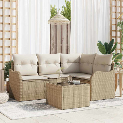 Garten-Sofa-Set mit Kissen mit Speicher 5 pcs Braun Poly Rattan