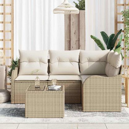 Garten-Sofa-Set mit Kissen mit Speicher 5 pcs Braun Poly Rattan