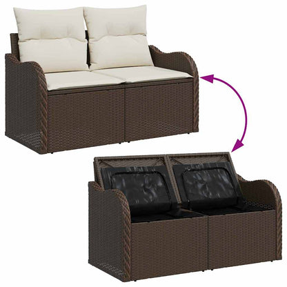 Gartensofa-set mit Speicher 6 pcs Grau Poly-Rattan