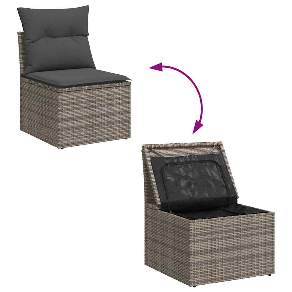 Garten-Sofa-Set mit Kissen 6 pcs Schwarz Poly Rattan