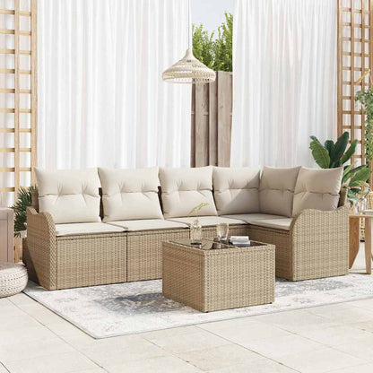 Garten-Sofa-Set mit Kissen mit Speicher 6 pcs Braun Poly Rattan