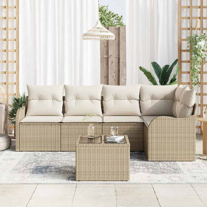 Garten-Sofa-Set mit Kissen mit Speicher 6 pcs Braun Poly Rattan