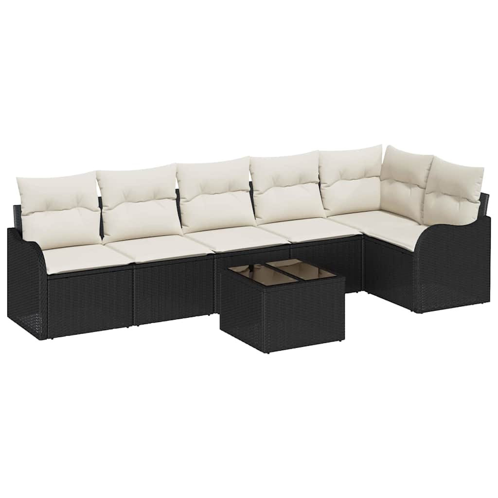 Garten-Sofa-Set mit Kissen mit Speicher 7 pcs Braun Poly Rattan