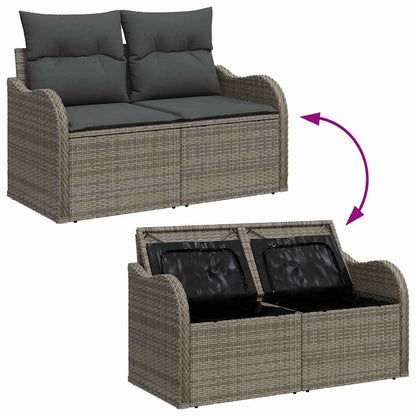 Garten-Sofa-Set mit Kissen 7 pcs Schwarz Poly Rattan