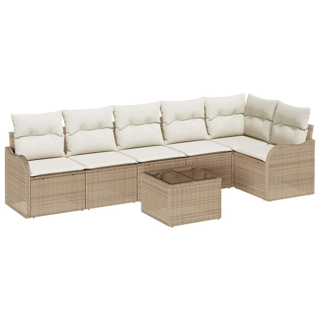Garten-Sofa-Set mit Kissen mit Speicher 7 pcs Braun Poly Rattan