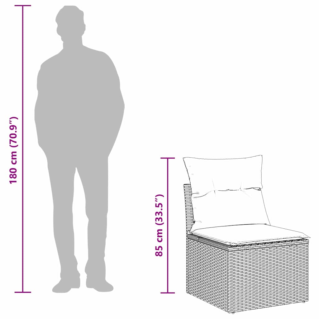 Garten-Sofa-Set mit Kissen 3 pcs Braun und Weiß Poly Rattan