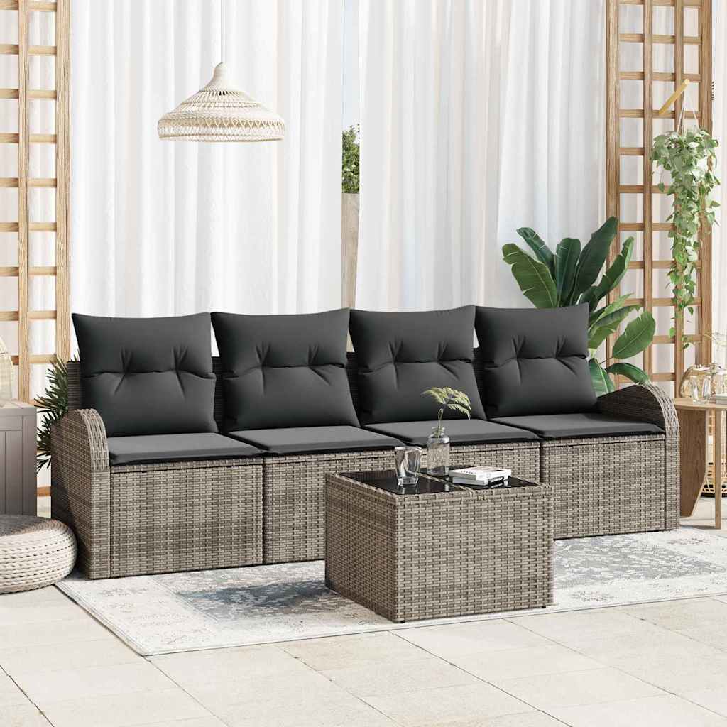 Garten-Sofa-Set mit Kissen Manuell 5 pcs Grau 55 x 55 x 37 cm