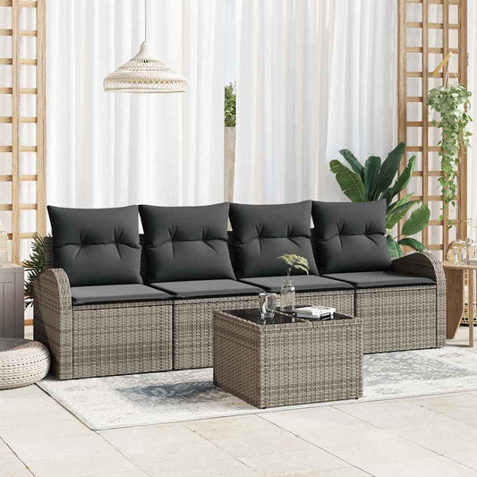 Garten-Sofa-Set mit Kissen Manuell 5 pcs Grau 55 x 55 x 37 cm