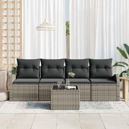 Garten-Sofa-Set mit Kissen Manuell 5 pcs Grau 55 x 55 x 37 cm