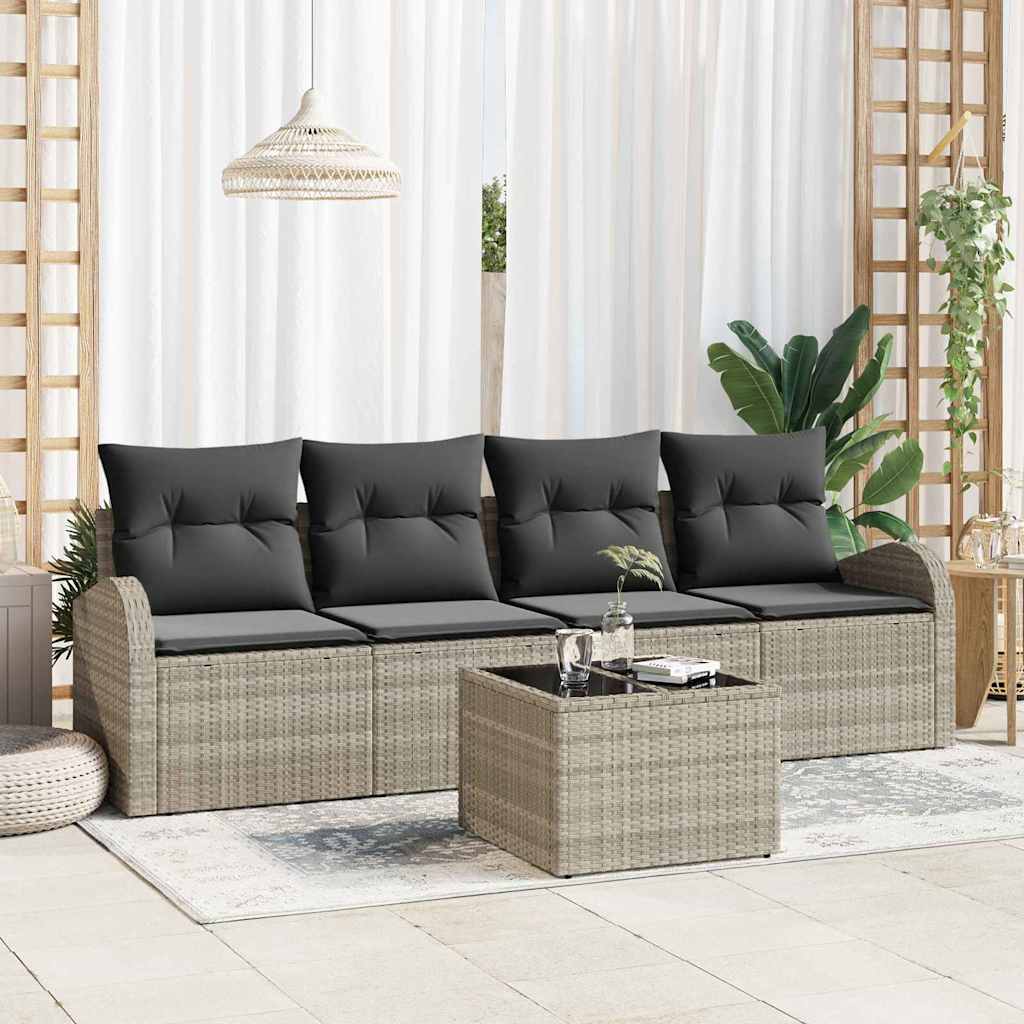 Garten-Sofa-Set 5 pcs Hellgrau, Dunkelgrau 55 x 55 x 37 cm