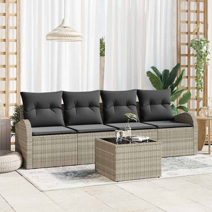 Garten-Sofa-Set 5 pcs Hellgrau, Dunkelgrau 55 x 55 x 37 cm
