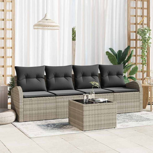 Garten-Sofa-Set 5 pcs Hellgrau, Dunkelgrau 55 x 55 x 37 cm
