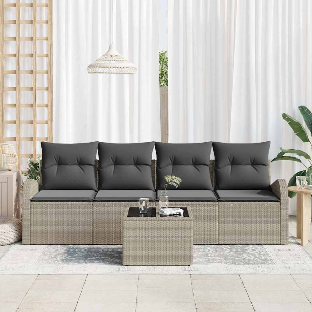 Garten-Sofa-Set 5 pcs Hellgrau, Dunkelgrau 55 x 55 x 37 cm