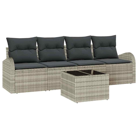Garten-Sofa-Set 5 pcs Hellgrau, Dunkelgrau 55 x 55 x 37 cm