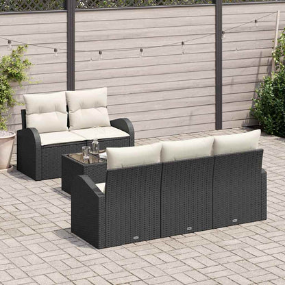 Garten-Sofa-Set 6 pcs Schwarz und Creme 55 x 55 x 37 cm