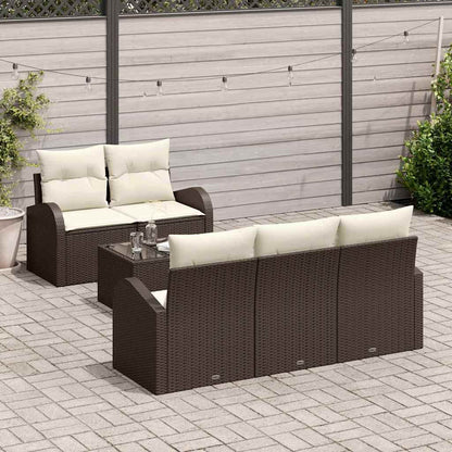 Garten-Sofa-Set mit Kissen 6 pcs Braun, Creme 55 x 55 x 37 cm