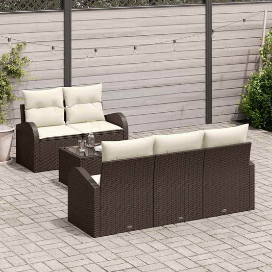 Garten-Sofa-Set mit Kissen 6 pcs Braun, Creme 55 x 55 x 37 cm