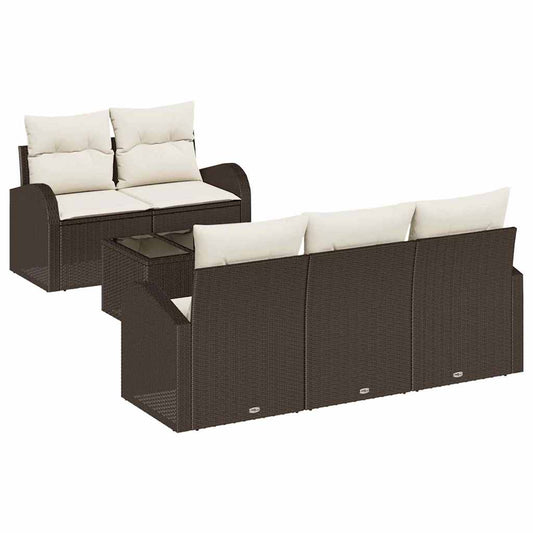 Garten-Sofa-Set mit Kissen 6 pcs Braun, Creme 55 x 55 x 37 cm