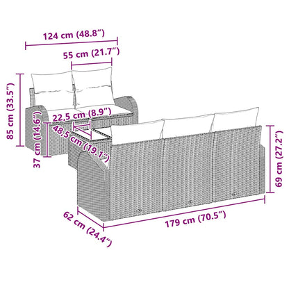 Garten-Sofa-Set mit Kissen 6 pcs Grau 55 x 55 x 37 cm