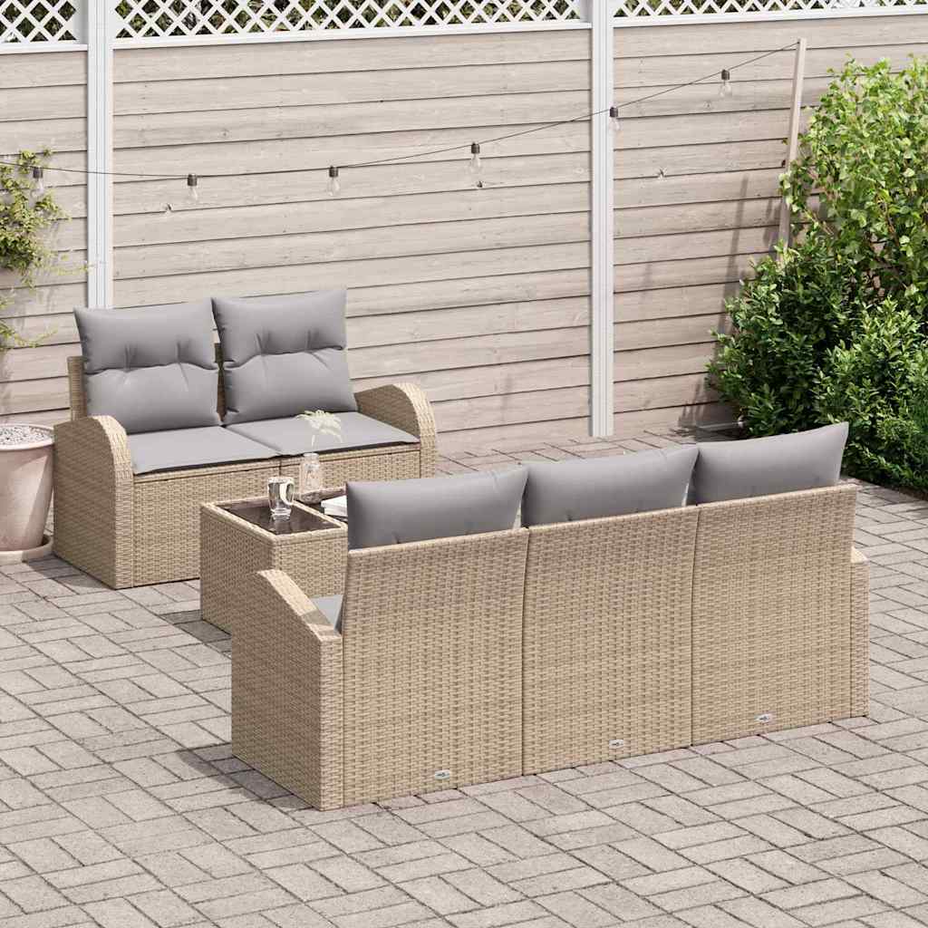 Garten-Sofa-Set mit Kissen 6 pcs Beige, Grau 55 x 55 x 37 cm