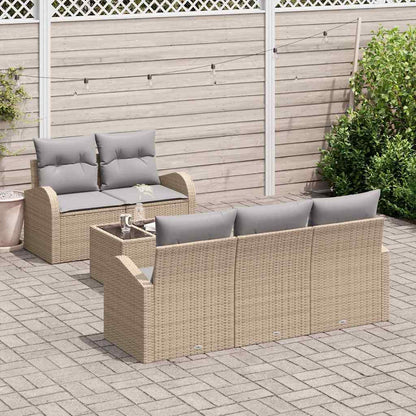 Garten-Sofa-Set mit Kissen 6 pcs Beige, Grau 55 x 55 x 37 cm