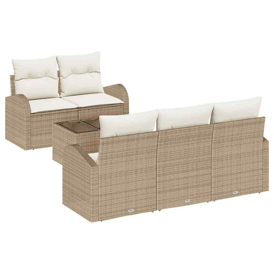 Garten-Sofa-Set mit Kissen 6 pcs Beige, Creme 55 x 55 x 37 cm