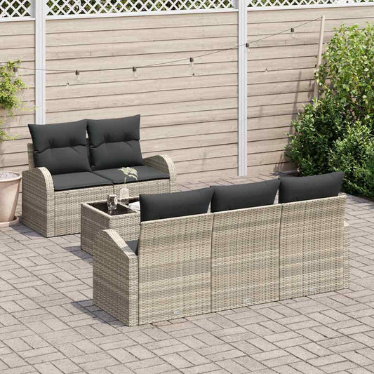 Garten-Sofa-Set mit Kissen 6 pcs Hellgrau, Dunkelgraue Kissen