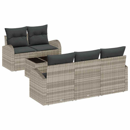 Garten-Sofa-Set mit Kissen 6 pcs Hellgrau, Dunkelgraue Kissen