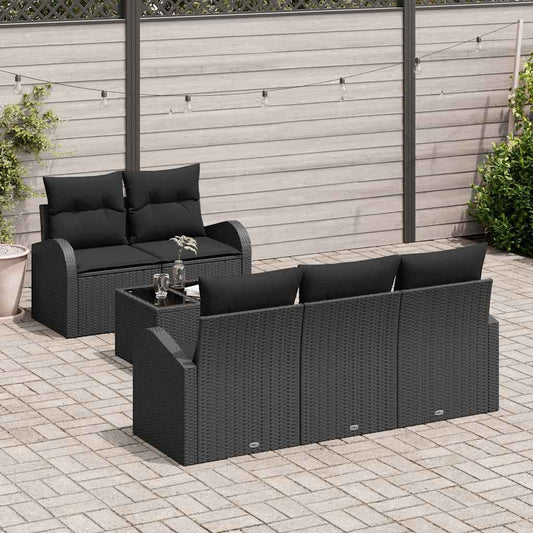 Garten-Sofa-Set mit Kissen 6 pcs Schwarz 55 x 55 x 37 cm