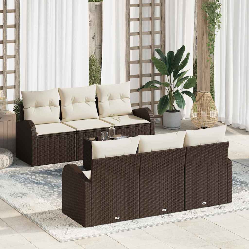 Garten-Sofa-Set mit Kissen 7 pcs Braun, Creme 55 x 55 x 37 cm