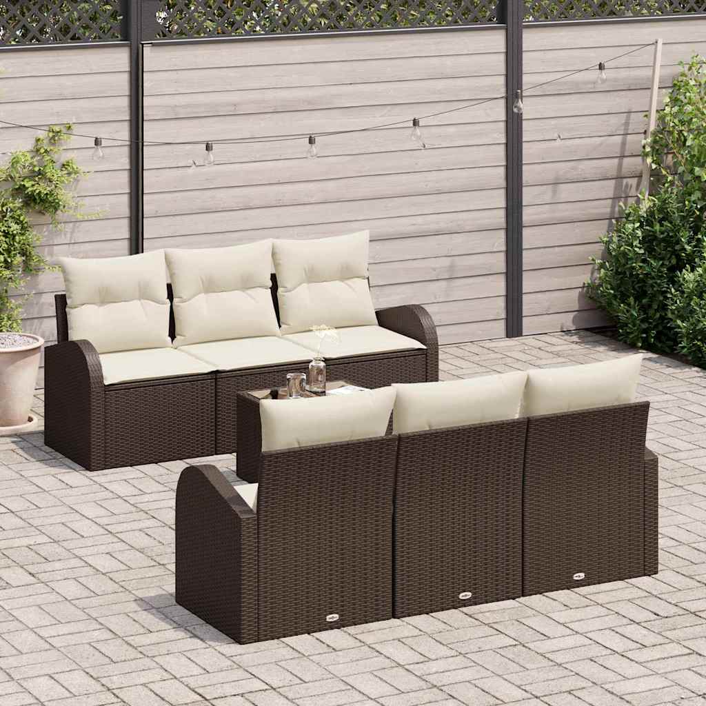 Garten-Sofa-Set mit Kissen 7 pcs Braun, Creme 55 x 55 x 37 cm