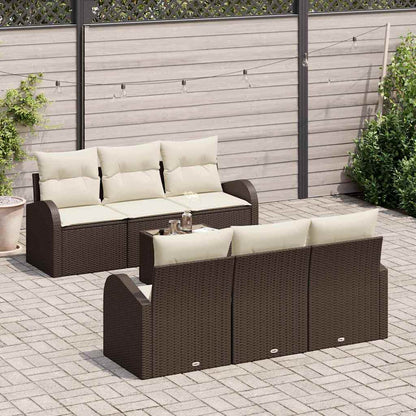 Garten-Sofa-Set mit Kissen 7 pcs Braun, Creme 55 x 55 x 37 cm
