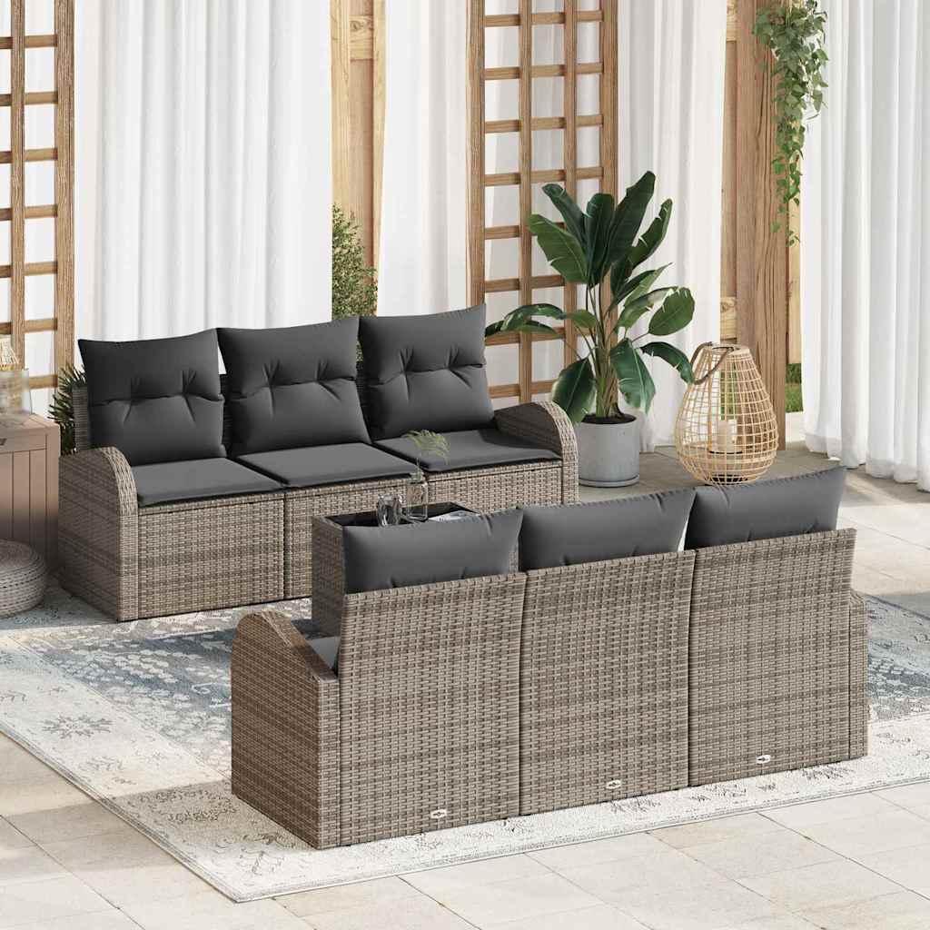 Garten-Sofa-Set mit Kissen 7 pcs Grau 55 x 55 x 37 cm
