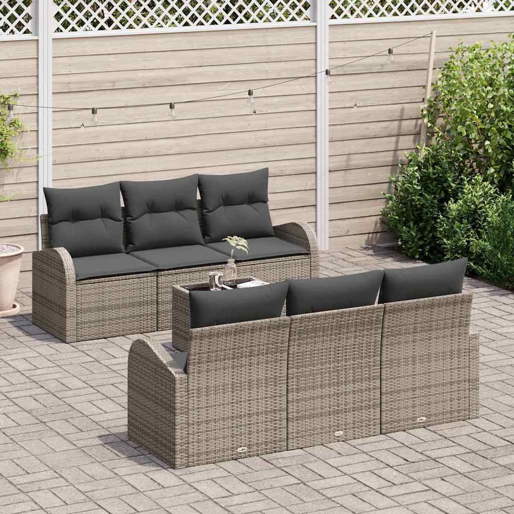 Garten-Sofa-Set mit Kissen 7 pcs Grau 55 x 55 x 37 cm