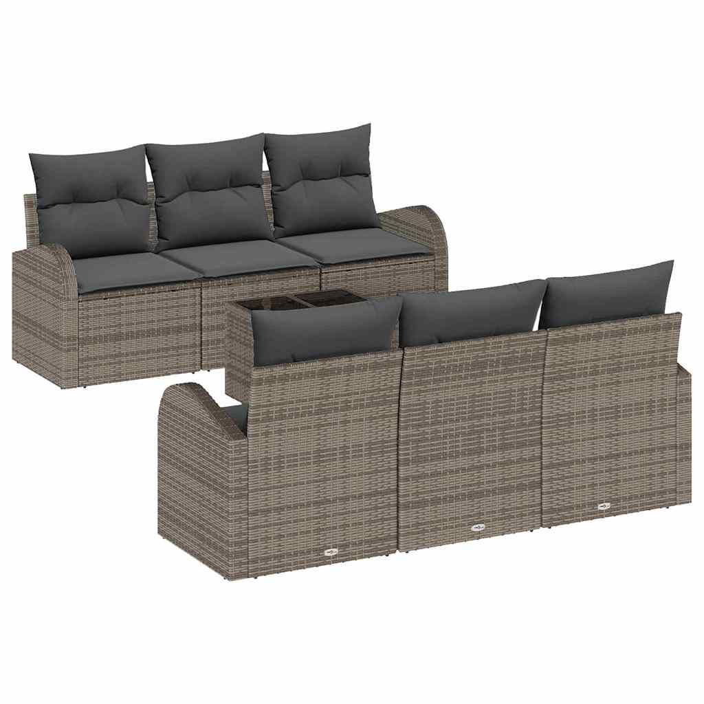 Garten-Sofa-Set mit Kissen 7 pcs Grau 55 x 55 x 37 cm
