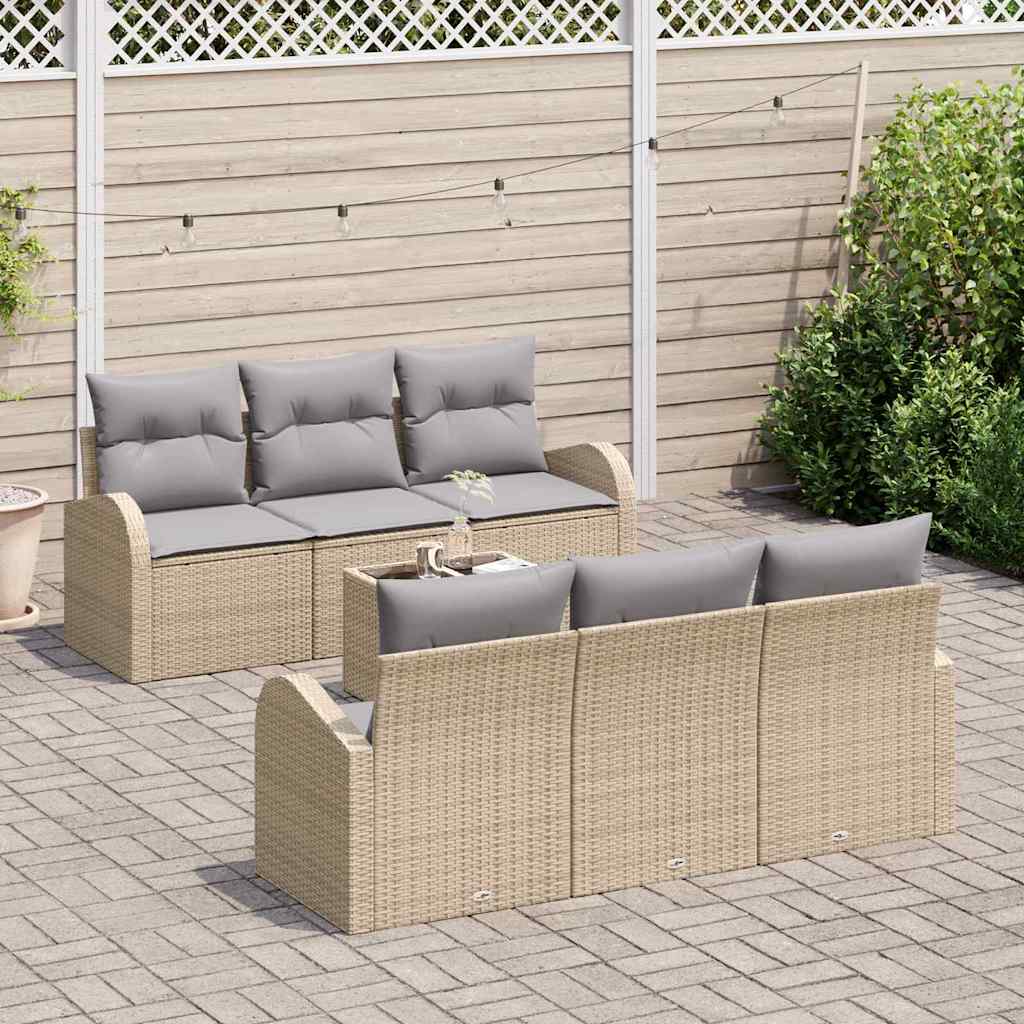Garten-Sofa-Set mit Kissen 7 pcs Beige, Grau 55 x 55 x 37 cm
