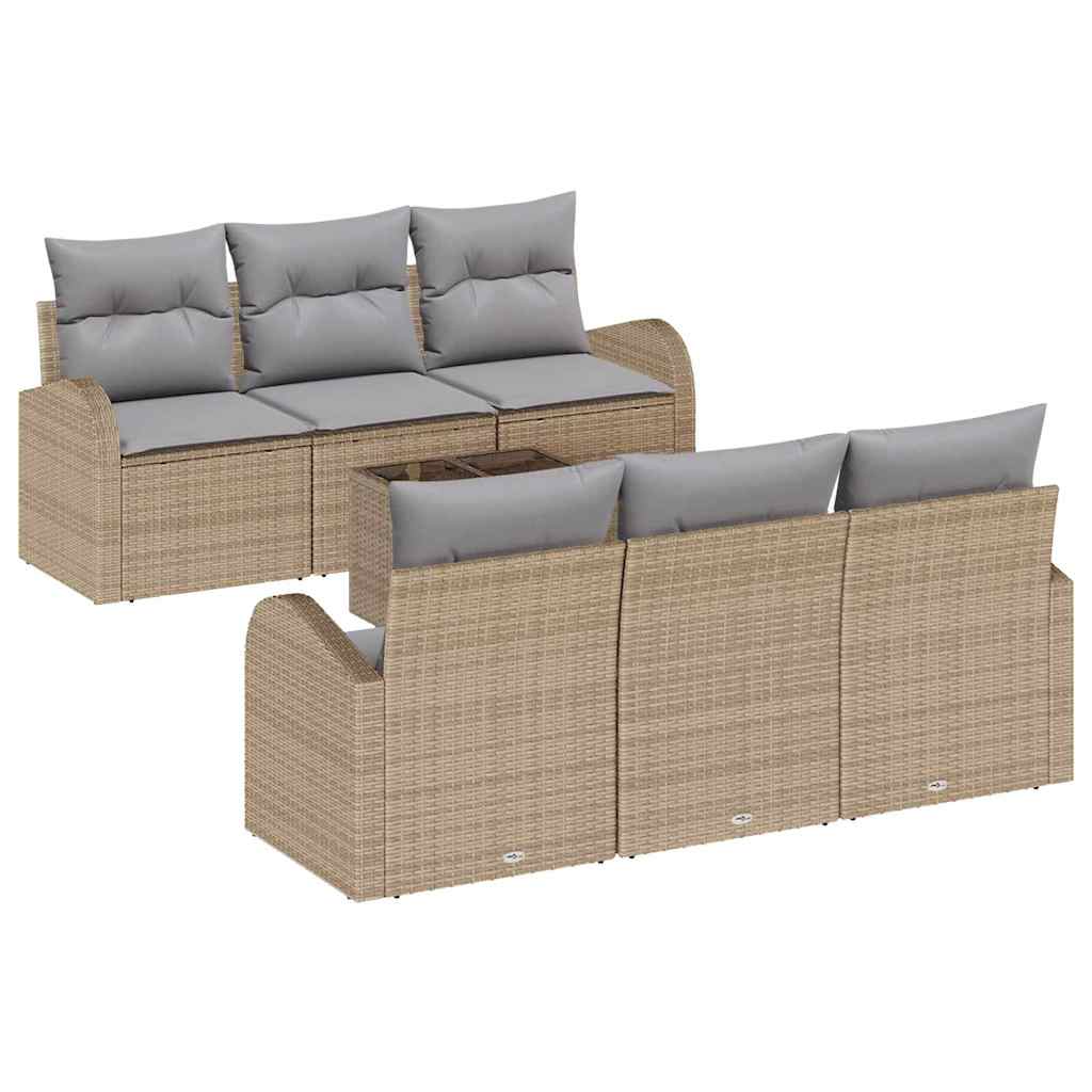 Garten-Sofa-Set mit Kissen 7 pcs Beige, Grau 55 x 55 x 37 cm