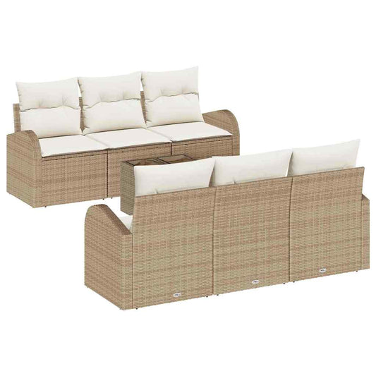 Garten-Sofa-Set mit Kissen 7 pcs Beige, Creme 55 x 55 x 37 cm