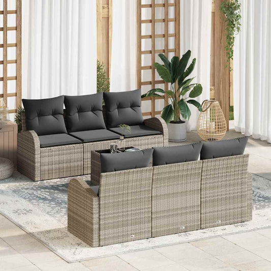 Garten-Sofa-Set 7 pcs Hellgrau, Dunkelgrau 55 x 55 x 37 cm