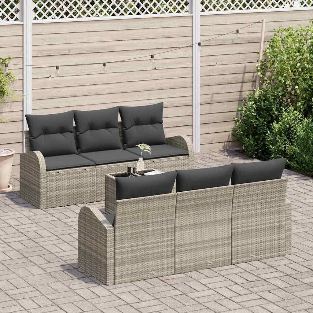 Garten-Sofa-Set 7 pcs Hellgrau, Dunkelgrau 55 x 55 x 37 cm