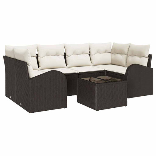 Garten-Sofa-Set mit Kissen 7 pcs Braun, Creme 55 x 55 x 37 cm