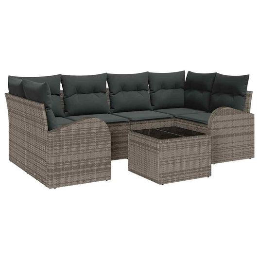 Garten-Sofa-Set mit Kissen 7 pcs Grau 55 x 55 x 37 cm