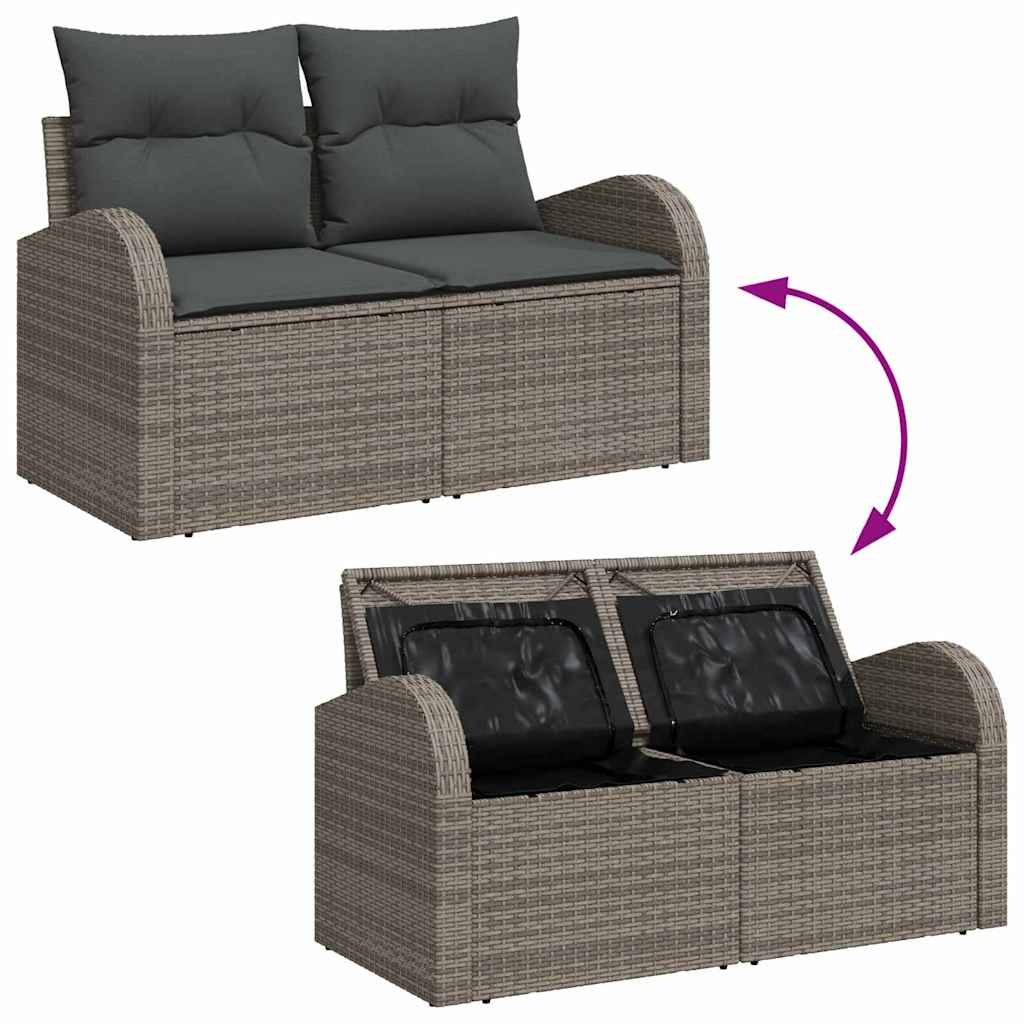 Garten-Sofa-Set mit Kissen 7 pcs Grau 55 x 55 x 37 cm