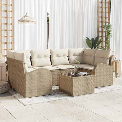 Garten-Sofa-Set mit Kissen 7 pcs Beige, Creme 55 x 55 x 37 cm