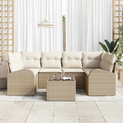Garten-Sofa-Set mit Kissen 7 pcs Beige, Creme 55 x 55 x 37 cm