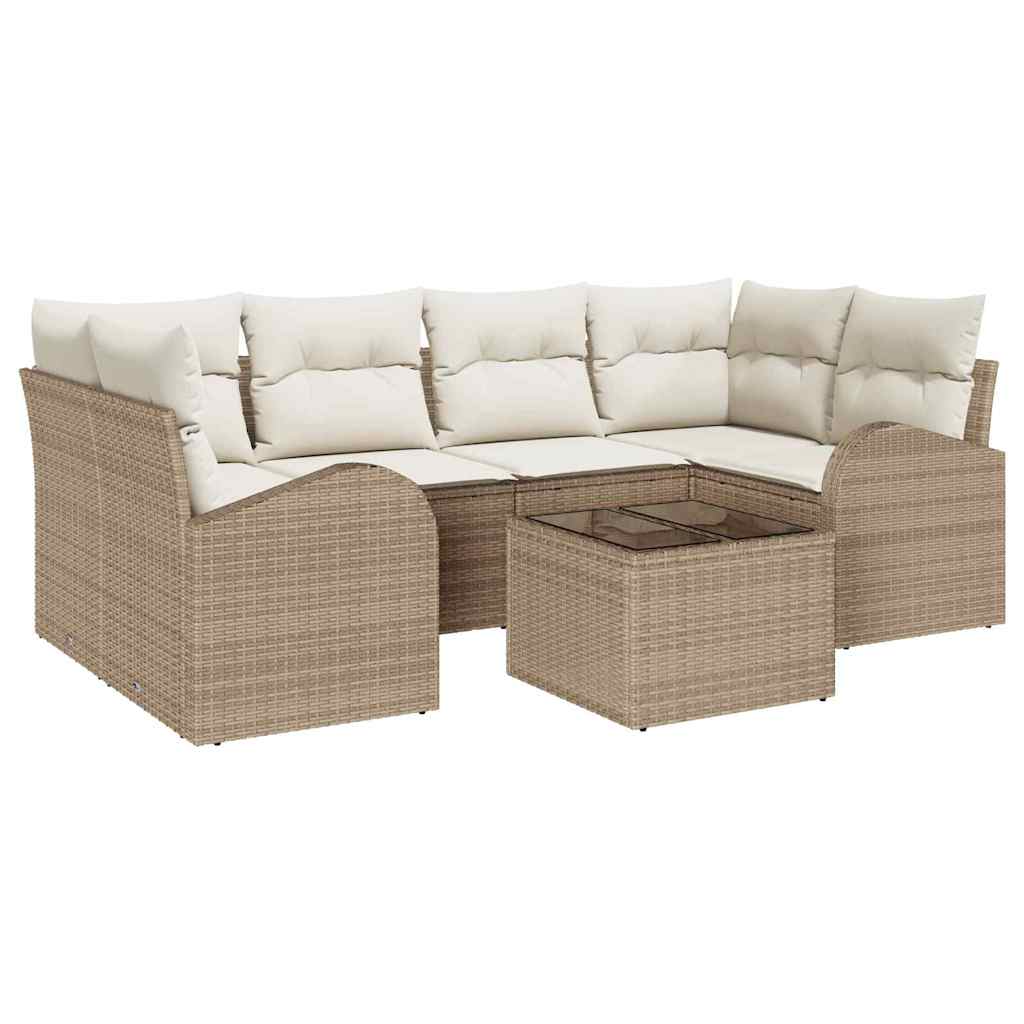 Garten-Sofa-Set mit Kissen 7 pcs Beige, Creme 55 x 55 x 37 cm