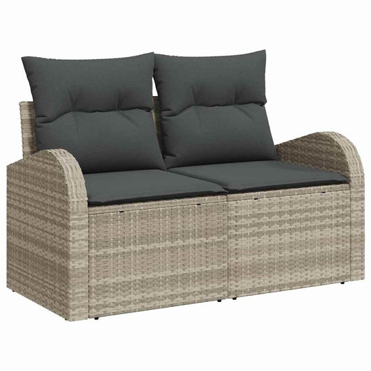 Garten-Sofa-Set 7 pcs Hellgrau, dunkle Kissen 55 x 55 x 37 cm