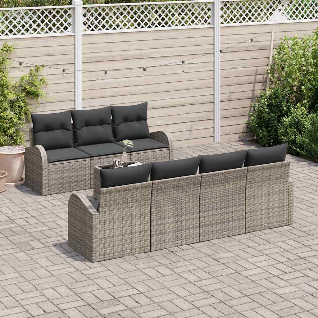 Garten-Sofa-Set mit Kissen 8 pcs Grau 55 x 55 x 37 cm